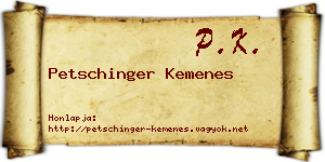 Petschinger Kemenes névjegykártya